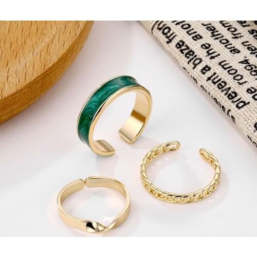 FNIO 2021 Gothic Style Three Piece Opening Rings For Woman Fashion Korean Jewelry European and American Wedding Party Sexy Ring