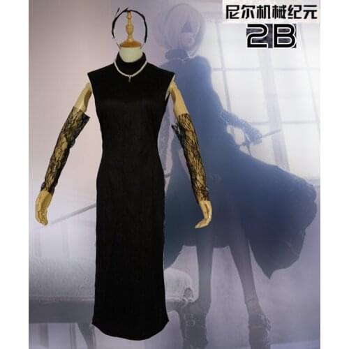 NieR: Automata YoRHa 2B Cosplay Costume Cheongsam Qipao Lace dress halloween costumes for women adults can custom made