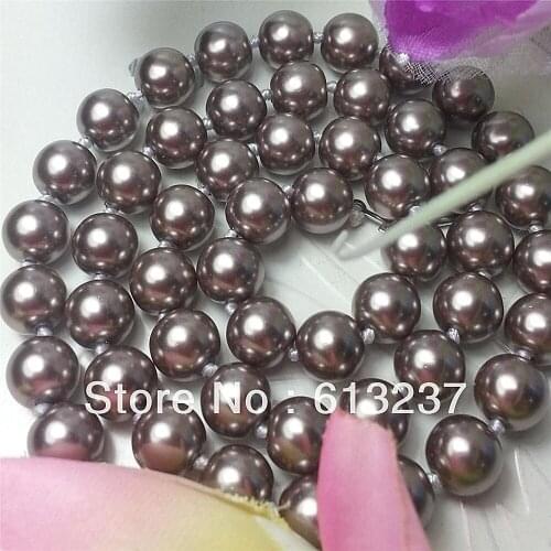 Beautiful 8mm newly light brown lovely shell simulated-pearl diy jewelry chokers necklaces women jewelry making 18inch MY2034