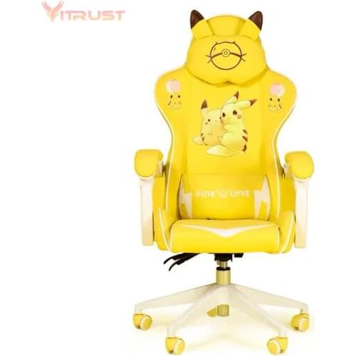 Cute Office Chair Yellow Gaming Chair for Girls Office Bedroom