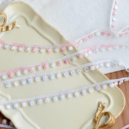 2 Meters 1cm Violet Pink White Thread Lace Trim DIY Sewing Crafts Embroidered Lace Fabric Bag Garment Accessories