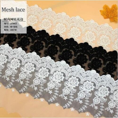 3Y/5Y/10Yard/Lot Classic Black White Lace Trim Clothing Home Textile Mesh Embroidery Lace Fabric DIY Skirt Wedding Accessories