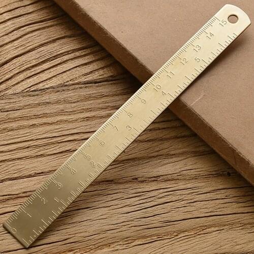 Retro 15/12 CM Straight Ruler For Student Vintage BrassTriangle Ruler Stationery Protractor Measuring Tool School Office Supply