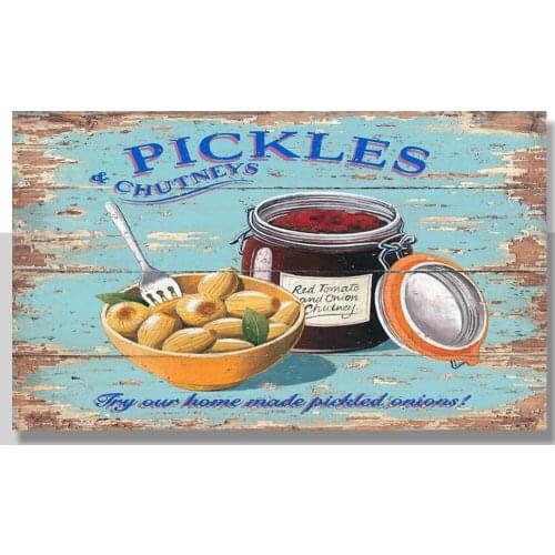 Pickles And Chutney METAL VINTAGE RETRO SHABBY-CHIC SIGN WALL PLAQUE KITCHEN