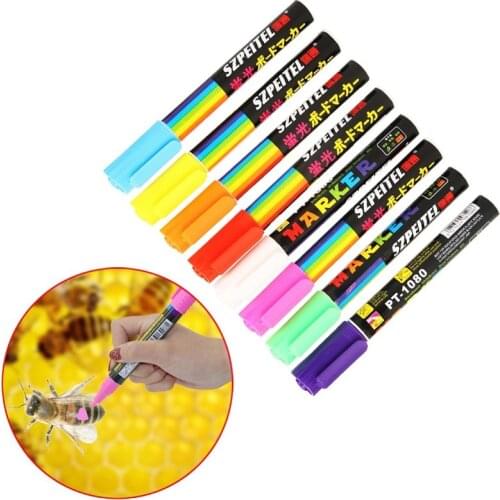 8pcs Highlighter Queen Bee Marker Mark Pen Queen Bee Marking Mark Pen Plastic Markers Pen Bee Tools Beekeeping Bees Tools