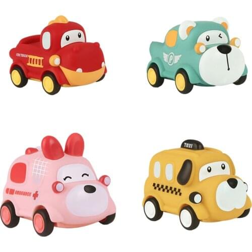 Cute Cartoon Car Toys Pull Back Construction Vehicle Safety Kids Inertial Truck with Wheels Baby Sturdy Early Learning