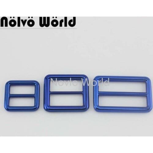 Nolvo World 5-20pcs 2cm 2.6cm 3.8cm 3 Size fabulous blue color Women Bags Should Strap Slider buckle,Tri-glide bag buckles