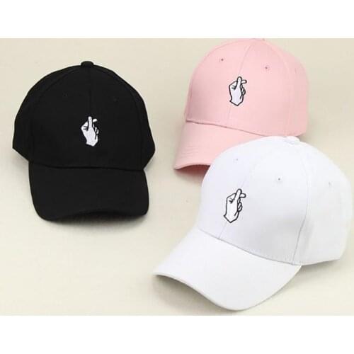 Fashion Men Women Boys Love At Finger Baseball Cap Adjustable Strapback Trucker Hats Summer Sunscreen Cap Black/ Pink/White