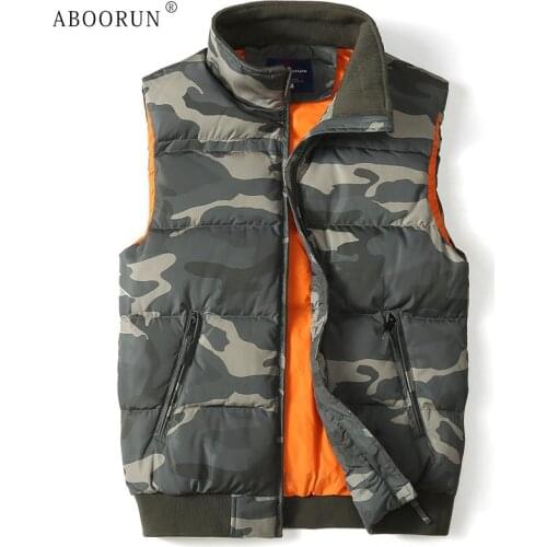 ABOORUN Mens Camouflage White Duck Down Vest High Quality Thick Warm Sleeveless Coat Casual Winter Waistcoat for Male
