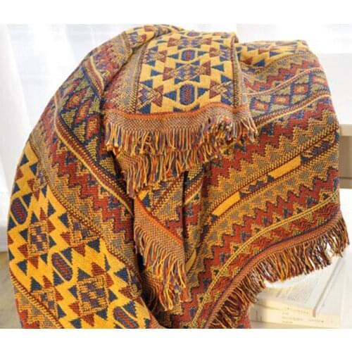 Newest Bright Cotton Woven Line Blanket Sofa Towel Knitted Thickened Bohemian Bed Blanket #CW