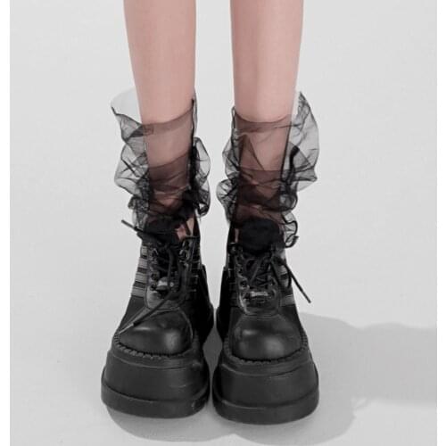 New Summer Japanese Gothic Black Gauze Socks Streetwear Girls Sweet Cute Fashion Punk JK Socks