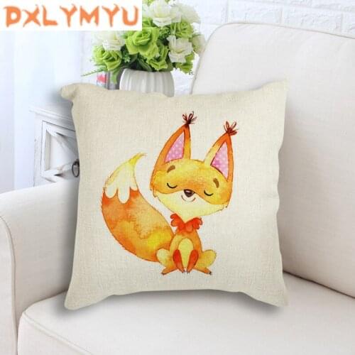 Deer Fox Bear Squirrel owl Animal Print Cushion Linen Pillowcase Decorative Cushion for Sofa Kids Room Throw Pillow Seat Chair