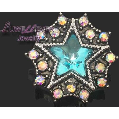 Wholesale metal Rhinestone Snap Buttons w204 flower Diy Jewelry fit 18mm Snap button Necklaces/Bracelets for women