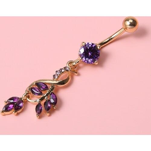 Sexy Dangling Navel Belly Button Ring Round Cubic Zirconia Surgical Steel Belly Piercing Jewelry White Pink Belly Button Rings