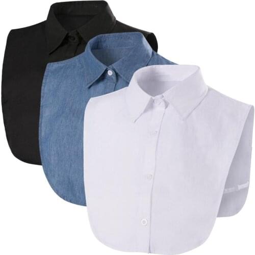Fake Collar For Shirt Detachable Collars Solid Shirt Lapel Blouse Top Men Women Black White Clothes Shirt Accessories DropShip
