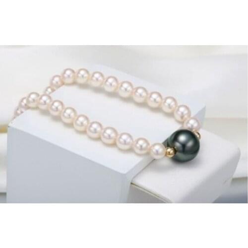 Stunning 8-12mmTahitian white black multicolor round pearl necklace 18" 925silver