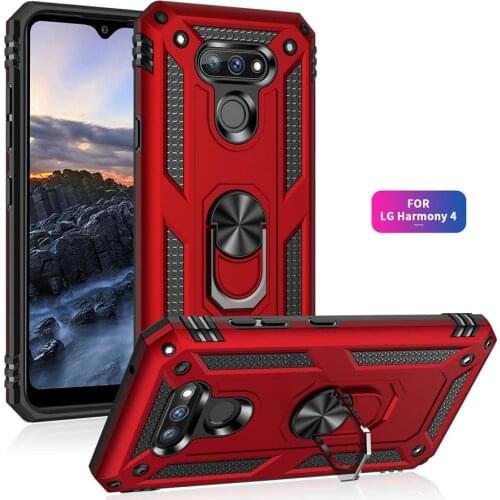 Heavy Duty Rugged Cover Ring Bracket Magnetic Holder Shockproof Kickstand case for LG Harmony 4 k40S Premier Pro Plus L455DL
