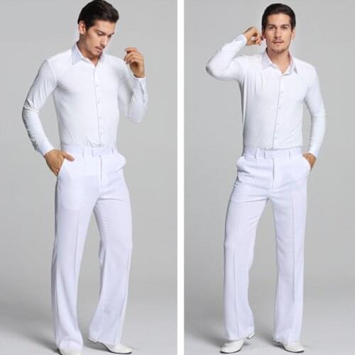 Professional Men Black Latin Dance Pants Adult Satin Modern Ballroom Dance Pants Salsa Tango Rumba Samba Cha Cha Latin Trousers