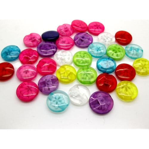 100Pcs 14mm Mixed Resin Round Apparel Sewing Buttons For Kids Clothes Scrapbooking Decorative Botones Handicraft DIY Accessories