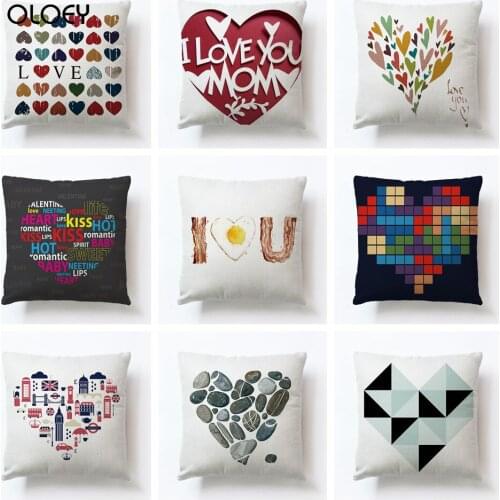 RUBYLOVE Square Letter Linen Cushion Cover Home Bedroom Hotel Car Decoration Love Couple Cushion Cover Soft and Comfortable