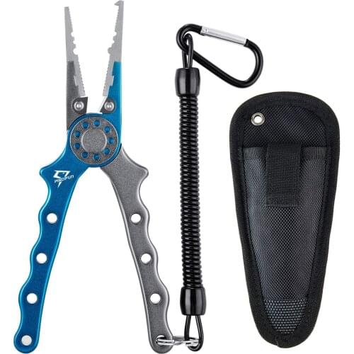 Piscifun Fishing Pliers Aluminum Braid Cutters Split Ring Pliers Hook Remover Fish Holder with Sheath and Lanyard