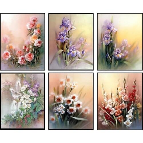 Counted Cross Stitch Kits Needlework Embroidery - Crafts 14 ct Aida DMC Color DIY Arts Handmade Home Decor - Flower Collection