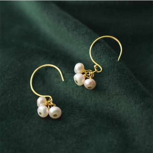 925 Solid Sterling Silver Piercing Freshwater Pearl Drop Earrings for Women Accessories Earrings Sterling-silver-jewelry eh1039