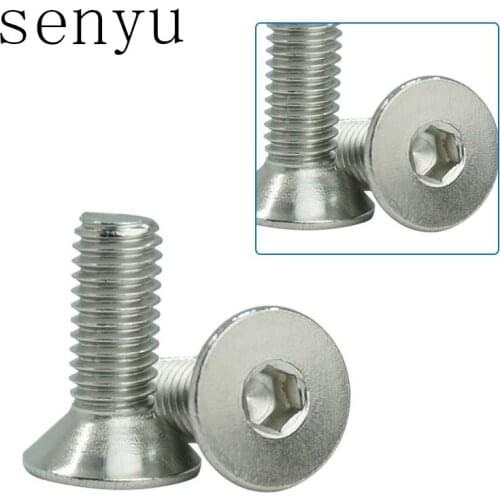 LUHUICHANG M2 M2.5 M3 M4 50PCS Stainless Steel 304 Hexagonal socket Countersunk Screw Flat Head Screw Bolts Hex Screw