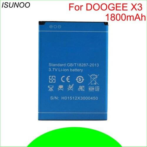 ISUNOO x3 Battery Replacement High Quality 1800mAh Back-up Battery for Doogee x3 Mobile phone battery