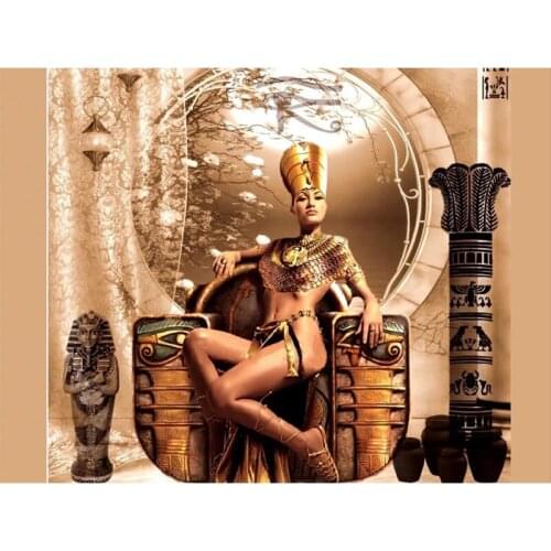 Handicrafts Diamond Painting Rhinestone Full Square Round"Egyptian Beauty "Mosaic Photo Portrait Puzzle Hobby Exquisite Gifts