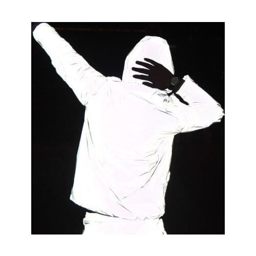 Men women 3m reflective jacket casual hiphop windbreaker night sporting coat fluorescent clothing