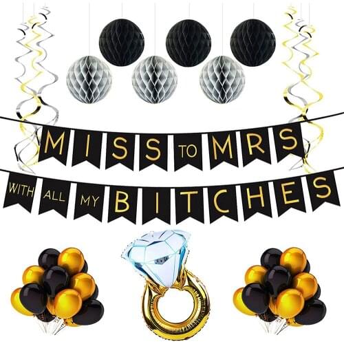 Wedding Hanging Banners Decoration Miss To MRS with All My Bitches Hanging Banners Engagement Ornament BA079