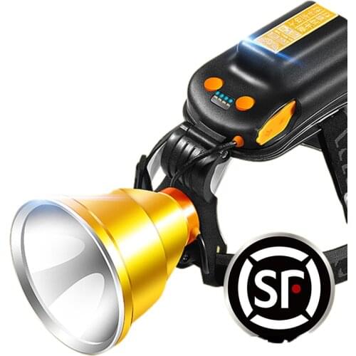 Waved inductive charging LED headlight glare bright xenon long-range four-core P100 night fishing light lamp head mount