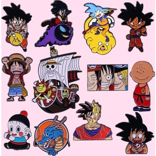 Funny Japanese Cartoon Anime Pirate Ship Badge Enamel Pin Clothing Lapel Pin Monkey Cartoon Brooch Lovers Fans Gift Wholesale