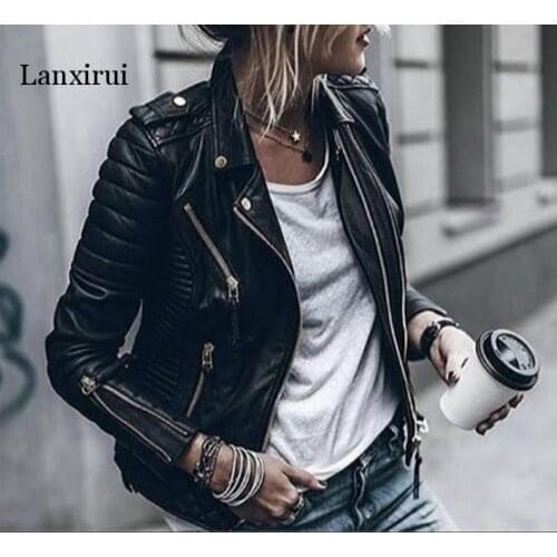 Women PU Leather Jacket Female Slim Autumn Coat Casual Motorcycle Jackets Fashion Streetwear Punk Outerwear Brand Clothing