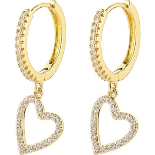 SIPENGJEL Cute Love Heart Drop hoop Earrings Gold And Silver Color Geometric Circle Earrings For Women 2021 Trend Jewelry