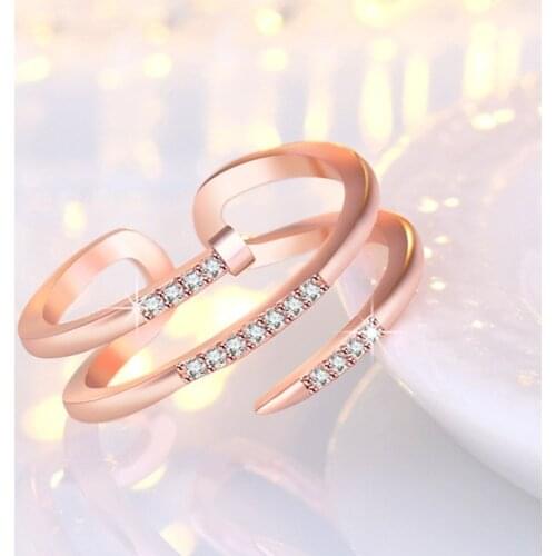 2021 Sterling Silver New Fashion Personality Ring Simple 18K Rose Gold Plated Adjustable For Women Jewelry Accessories Wholesale