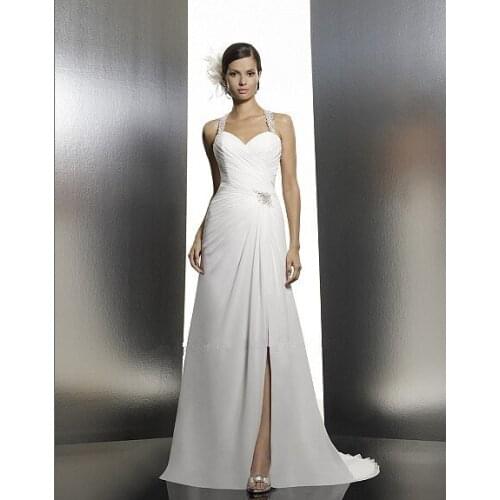 Novia vestido de renda straps sweetheart stunning beaded asymmetrically bodice slit front bridal 2016 gown wedding dress