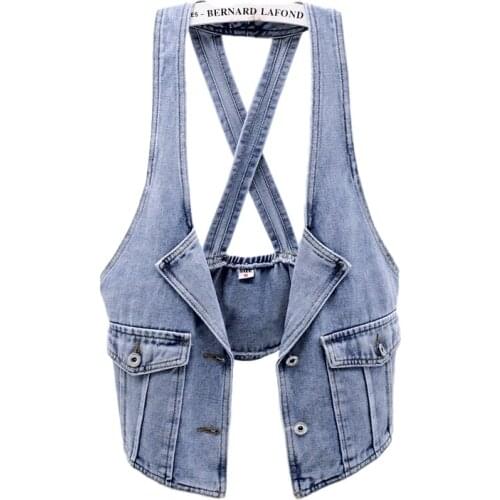 Autumn New Women Denim Vest Korean Fashion Sleeveless Jacket Plus Size Ladies Tops Casual Jeans Waistcoat Female Tide 3XL G606