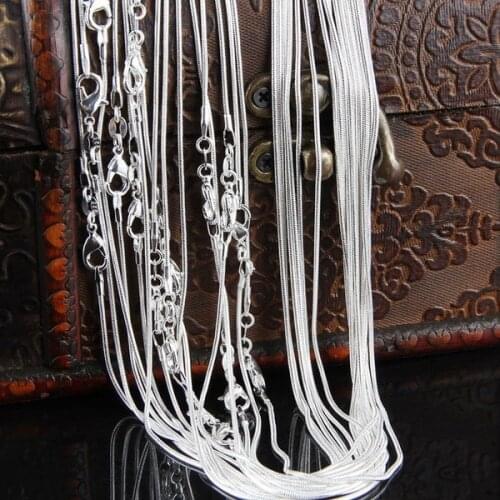 10pcs/lot Promotion! wholesale silver plated necklace, fashion jewelry Snake Chain 1mm Necklace 16 18 20 22 24"
