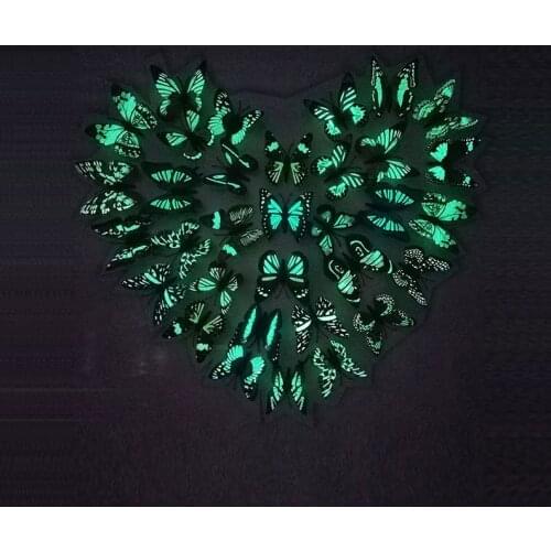 12pc 3D glowing magnet butterfly sticker in the dark simulates glowing butterfly wall sticker family holiday decoration 8cm