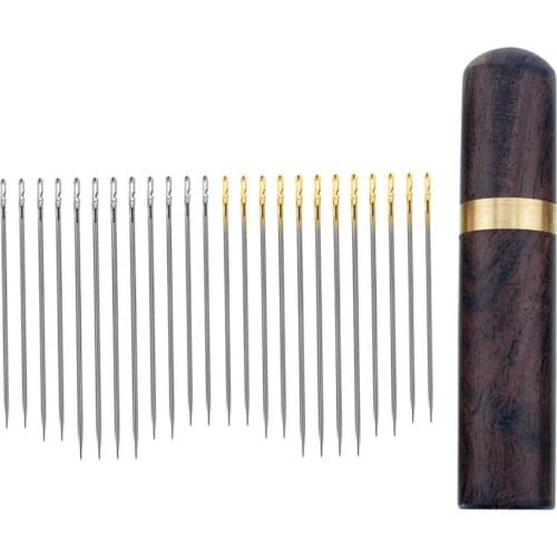 12pcs/Set Multi-Size Blind Needles Silver/Gold Tail Side Hole Needles for Elderly DIY Hand Sewing Embroidery Needlework Tool wit