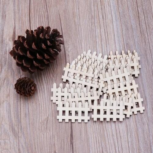 25pcs Cut Wooden Fence Embellishment Wooden Shape Craft Wedding Deco