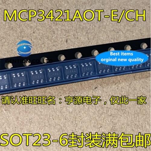 5Pcs MCP3421 MCP3421AOT-/-CH SOT23-6 Silkscreen CA SOT23-6 Analog to digital converter IC in stock 100% new and original
