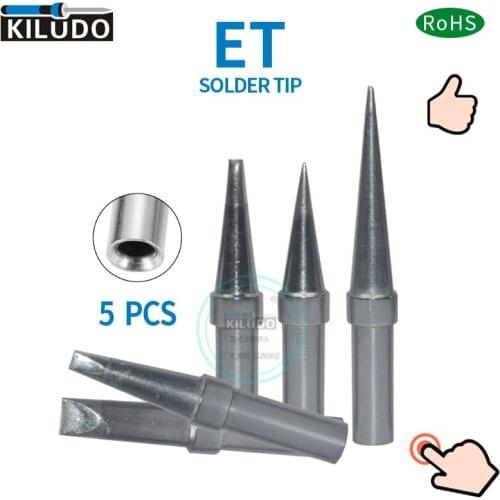 KILUDO 5pcs Silver ET Soldering Iron Tips ETA ETB ETD ETS ETT Set For Weller WESD51 WESD50 WCC100