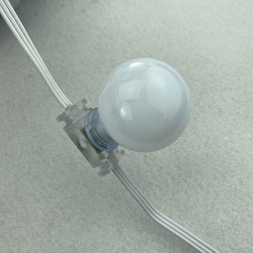 50nodes G40 DC12V WS2811 LED pixel light;IP68;with epoxy resin filled;transparent PC case;18AWG all WHITE wire;13.5mm pigtials