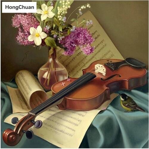 Diamond Embroidery Violin 5D DIY Diamond Painting Square/Round Diamond Inlaid Rhinestone Picture Mosaic Cross Stitch