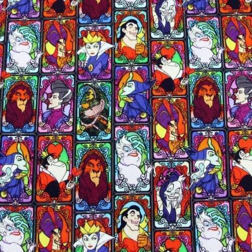 Disney Witches The Lion King Print 100% Cotton Fabric for Boy Clothes Hometextile Cushion Cover Needlework DIY