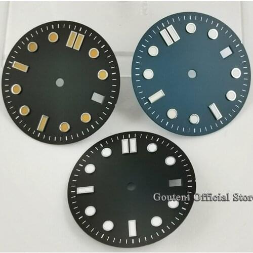 Goutent 31mm Sterile Watch Dial Black/Blue Dial Green Luminous Fit For NH35 NH35A Nh36 Movement Watch Face
