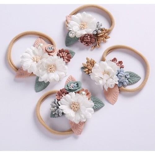 Baby girls flower nylon headband Cute Floral headbands Newborn gift Toddler hair accessory Festival hairband HB310S